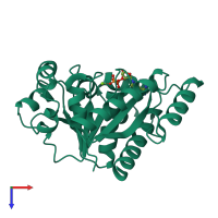 PDB entry 2bej coloured by chain, top view.