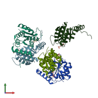 PDB entry 2bet coloured by chain, front view.