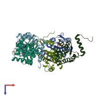 PDB entry 2bet coloured by chain, top view.