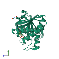 PDB entry 2bfr coloured by chain, side view.