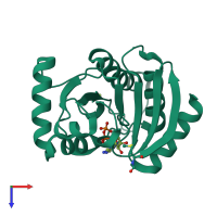 PDB entry 2bfr coloured by chain, top view.