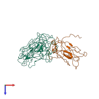 PDB entry 2bfu coloured by chain, top view.