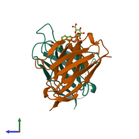PDB entry 2bfv coloured by chain, side view.