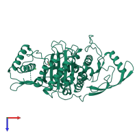 PDB entry 2bg1 coloured by chain, top view.