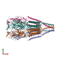 PDB entry 2bg9 coloured by chain, front view.