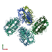 PDB entry 2bgc coloured by chain, front view.