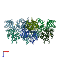 PDB entry 2bgc coloured by chain, top view.