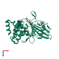 PDB entry 2bge coloured by chain, top view.