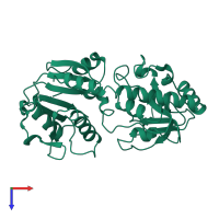 PDB entry 2bgt coloured by chain, top view.