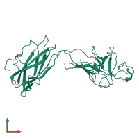 PDB entry 2bgz coloured by chain, front view.