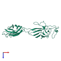 PDB entry 2bgz coloured by chain, top view.