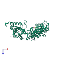 PDB entry 2bh3 coloured by chain, top view.