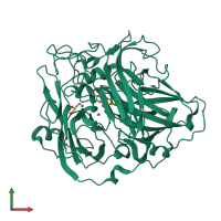 PDB entry 2bhf coloured by chain, front view.