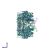 PDB entry 2bhp coloured by chain, side view.