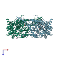 PDB entry 2bhq coloured by chain, top view.