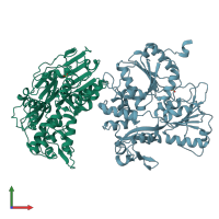 PDB entry 2bhr coloured by chain, front view.