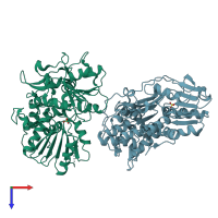 PDB entry 2bhr coloured by chain, top view.