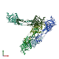 PDB entry 2bhv coloured by chain, front view.