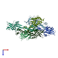 PDB entry 2bhv coloured by chain, top view.