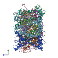 PDB entry 2bhw coloured by chain, side view.
