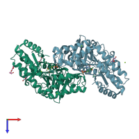 PDB entry 2bhx coloured by chain, top view.