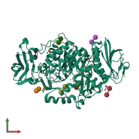 PDB entry 2bhz coloured by chain, front view.