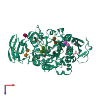 PDB entry 2bhz coloured by chain, top view.