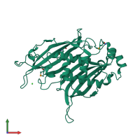 PDB entry 2bi0 coloured by chain, front view.