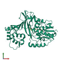 PDB entry 2bi8 coloured by chain, front view.