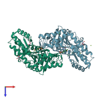 PDB entry 2bie coloured by chain, top view.