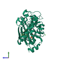PDB entry 2bik coloured by chain, side view.