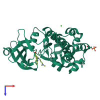 PDB entry 2bik coloured by chain, top view.