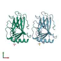 PDB entry 2bim coloured by chain, front view.