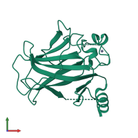 PDB entry 2bip coloured by chain, front view.