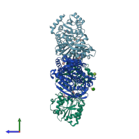 PDB entry 2bis coloured by chain, side view.