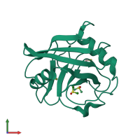 PDB entry 2biu coloured by chain, front view.