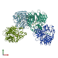 PDB entry 2biw coloured by chain, front view.