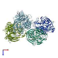 PDB entry 2biw coloured by chain, top view.