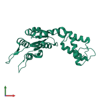 PDB entry 2bjw coloured by chain, front view.