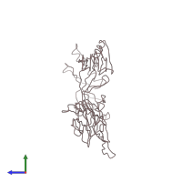 PDB entry 2bk1 coloured by chain, side view.