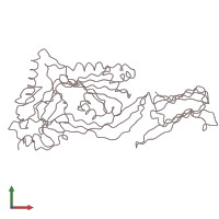 PDB entry 2bk2 coloured by chain, front view.