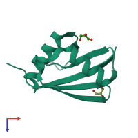 PDB entry 2bkf coloured by chain, top view.