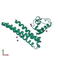 PDB entry 2bkn coloured by chain, front view.