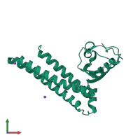 PDB entry 2bkp coloured by chain, front view.