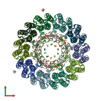 PDB entry 2bl2 coloured by chain, front view.