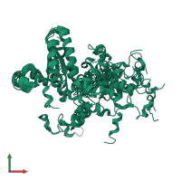 PDB entry 2bl5 coloured by chain, ensemble of 17 models, front view.