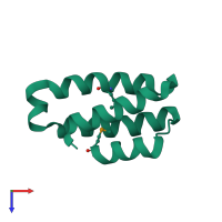 PDB entry 2bl7 coloured by chain, top view.