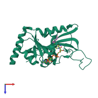 PDB entry 2bl9 coloured by chain, top view.