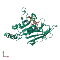 PDB entry 2blb coloured by chain, front view.