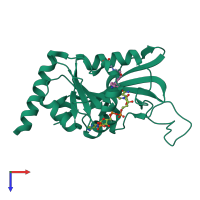 PDB entry 2blb coloured by chain, top view.